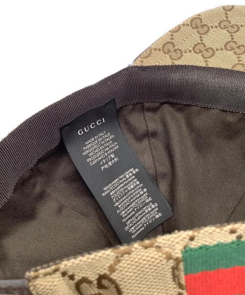 GUCCI（グッチ）GUCCI (グッチ) GGキャンバスベースボールキャップ ブラウン サイズ:57cmの古着・服飾アイテム