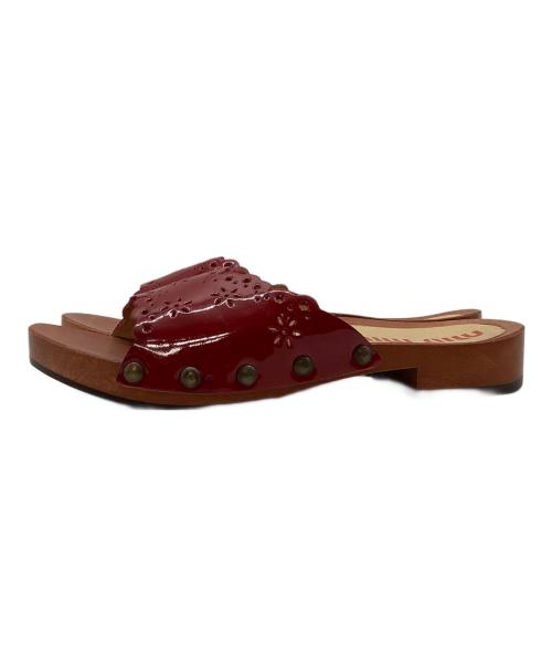 MIU MIU（ミュウミュウ）MIU MIU (ミュウミュウ) ウッドソールサンダル レッド サイズ:SIZE 36の古着・服飾アイテム