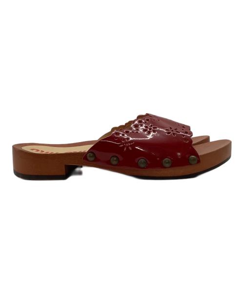 MIU MIU（ミュウミュウ）MIU MIU (ミュウミュウ) ウッドソールサンダル レッド サイズ:SIZE 36の古着・服飾アイテム