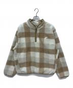 NIKEナイキ）の古着「シーズナル ウィンターライズド AOP H L/S トップ / ハーフジップフリースジャケット」｜ベージュ×ホワイト