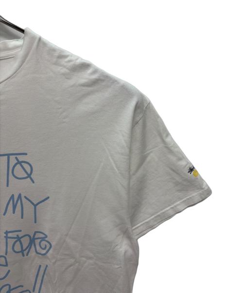 stussy（ステューシー）stussy (ステューシー) 00s ROCK MY GOLD プリントTシャツ ホワイト×ブルー サイズ:SIZE XLの古着・服飾アイテム