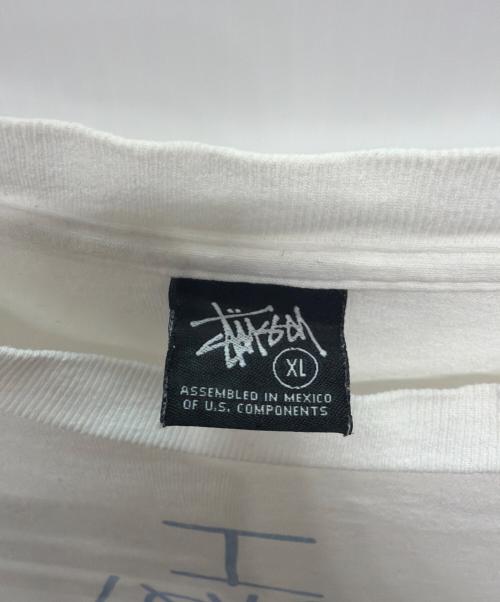 stussy（ステューシー）stussy (ステューシー) 00s ROCK MY GOLD プリントTシャツ ホワイト×ブルー サイズ:SIZE XLの古着・服飾アイテム