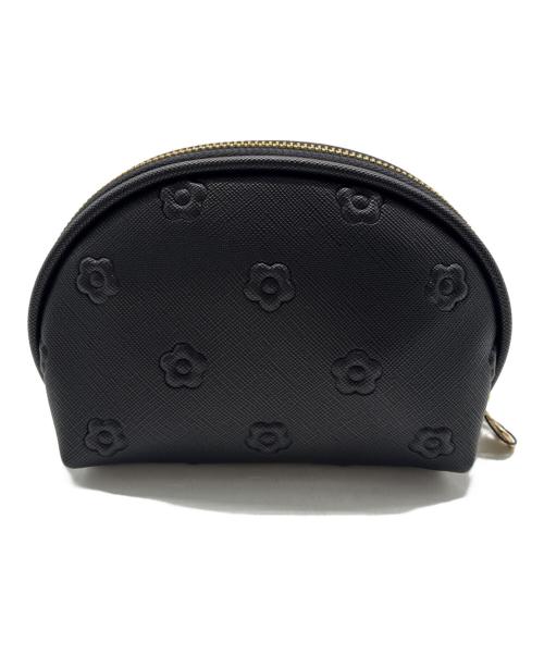 MARY QUANT（マリークヮント）MARY QUANT (マリークヮント) シンプルエンボスデイジーラウンドポーチ ブラック 未使用品の古着・服飾アイテム