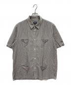 stussyステューシー）の古着「00-90s 紺タグ USA製 キューバシャツ」｜ホワイト×ブラウン