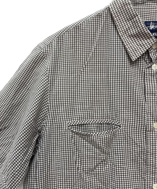 stussy（ステューシー）stussy (ステューシー) 00-90s 紺タグ USA製 キューバシャツ ホワイト×ブラウン サイズ:XLの古着・服飾アイテム