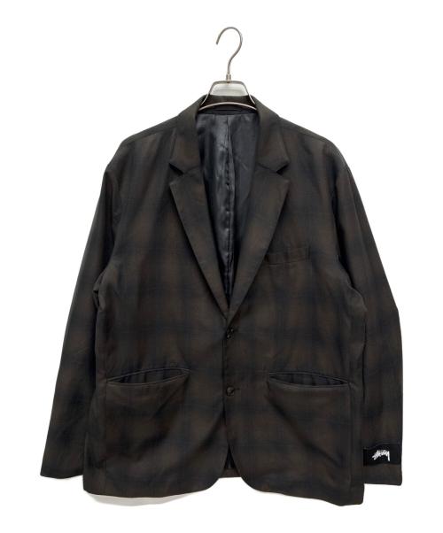 stussy（ステューシー）stussy (ステューシー) Shadow Plaid Sport Coat ブラウン×ブラック サイズ:SIZE XLの古着・服飾アイテム