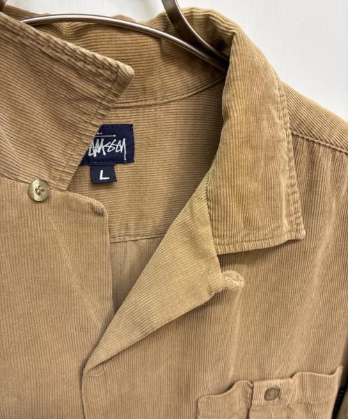 stussy（ステューシー）stussy (ステューシー) OLD 紺タグ USA製 コーデュロイオープンカラーシャツ ブラウン サイズ:SIZE Lの古着・服飾アイテム