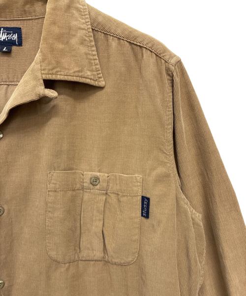 stussy（ステューシー）stussy (ステューシー) OLD 紺タグ USA製 コーデュロイオープンカラーシャツ ブラウン サイズ:SIZE Lの古着・服飾アイテム