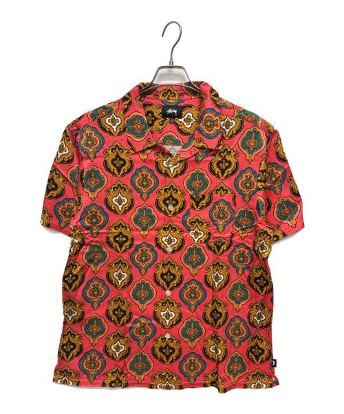 stussy（ステューシー）stussy (ステューシー) Shield Shirt ピンク×イエロー サイズ:SIZE XLの古着・服飾アイテム