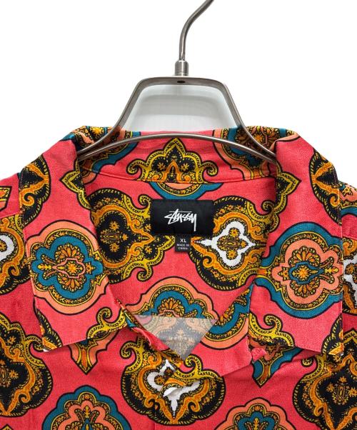 stussy（ステューシー）stussy (ステューシー) Shield Shirt ピンク×イエロー サイズ:SIZE XLの古着・服飾アイテム