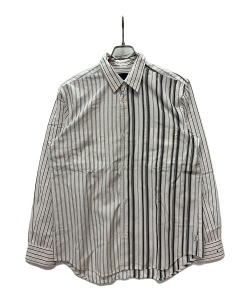 stussy（ステューシー）stussy (ステューシー) USA製 ストライプシャツ ホワイト×グレー サイズ:SIZE Lの古着・服飾アイテム