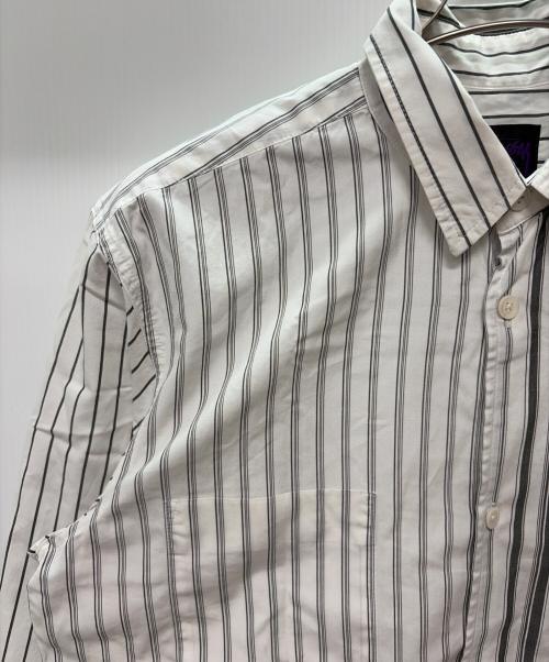 stussy（ステューシー）stussy (ステューシー) USA製 ストライプシャツ ホワイト×グレー サイズ:SIZE Lの古着・服飾アイテム