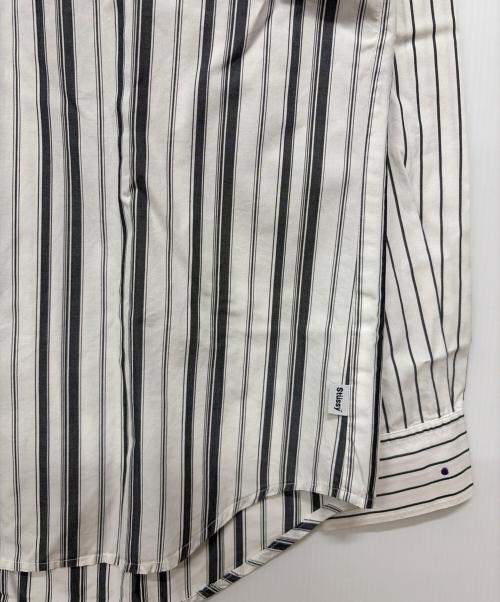 stussy（ステューシー）stussy (ステューシー) USA製 ストライプシャツ ホワイト×グレー サイズ:SIZE Lの古着・服飾アイテム