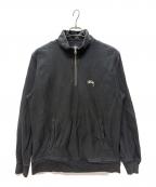 stussyステューシー）の古着「ハーフジップスウェット」｜ブラック