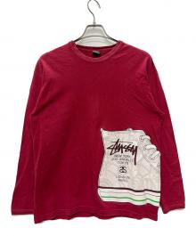 stussy（ステューシー）の古着「00s スニーカープリント 長袖カットソー」｜レッド
