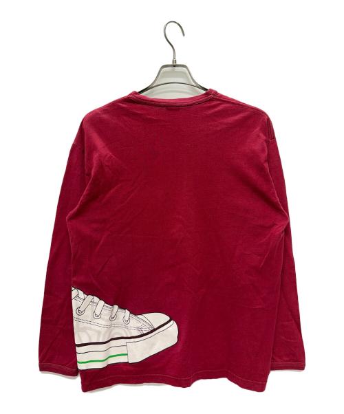 stussy（ステューシー）stussy (ステューシー) 00s スニーカープリント 長袖カットソー レッド サイズ:SIZE Lの古着・服飾アイテム