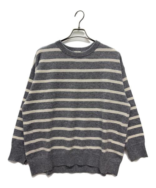 23区（ニジュウサンク）23区 (ニジュウサンク) カシミヤニット グレー×ホワイト サイズ:SIZE 46の古着・服飾アイテム