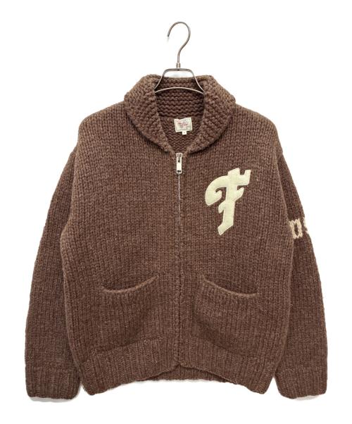 FOSSIL（フォッシル）FOSSIL (フォッシル) カウチンニットカーディガン ブラウン サイズ:SIZE Lの古着・服飾アイテム