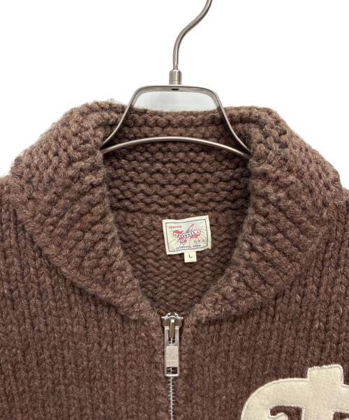 FOSSIL（フォッシル）FOSSIL (フォッシル) カウチンニットカーディガン ブラウン サイズ:SIZE Lの古着・服飾アイテム