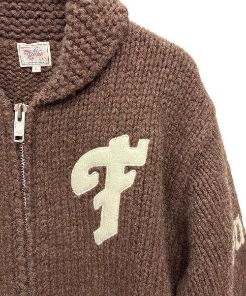 FOSSIL（フォッシル）FOSSIL (フォッシル) カウチンニットカーディガン ブラウン サイズ:SIZE Lの古着・服飾アイテム