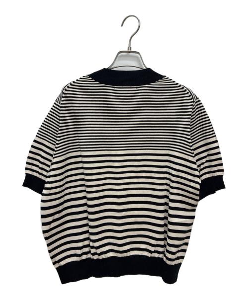 23区（ニジュウサンク）23区 (ニジュウサンク) 半袖ニット ブラック×ホワイト サイズ:48の古着・服飾アイテム