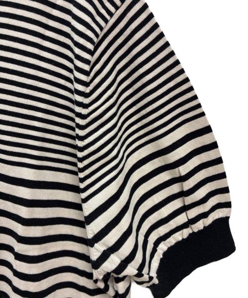 23区（ニジュウサンク）23区 (ニジュウサンク) 半袖ニット ブラック×ホワイト サイズ:48の古着・服飾アイテム