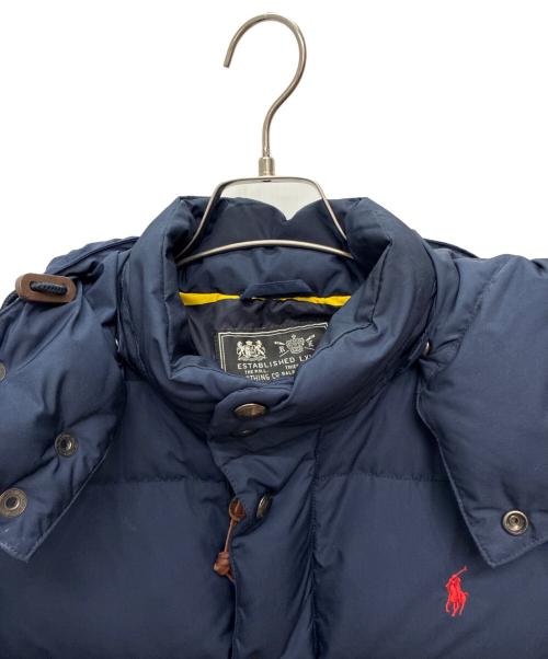 POLO RALPH LAUREN（ポロ・ラルフローレン）POLO RALPH LAUREN (ポロ・ラルフローレン) ポニー刺繍フーデットダウンジャケット ネイビー サイズ:SIZE XSの古着・服飾アイテム