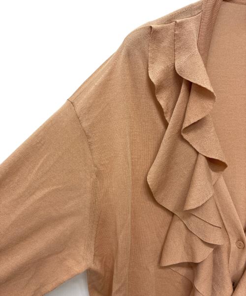 DRAWER（ドゥロワー）Drawer (ドゥロワー) 18GコットンVネックフリルカーディガン ベージュ サイズ:不明の古着・服飾アイテム