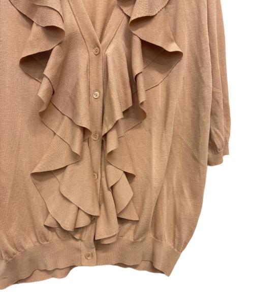 DRAWER（ドゥロワー）Drawer (ドゥロワー) 18GコットンVネックフリルカーディガン ベージュ サイズ:不明の古着・服飾アイテム