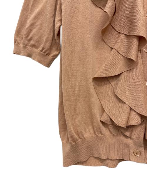 DRAWER（ドゥロワー）Drawer (ドゥロワー) 18GコットンVネックフリルカーディガン ベージュ サイズ:不明の古着・服飾アイテム