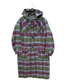 HARE（ハレ）の古着「シャギーチェックダッフルコート」｜スカイブルー×グリーン×パープル