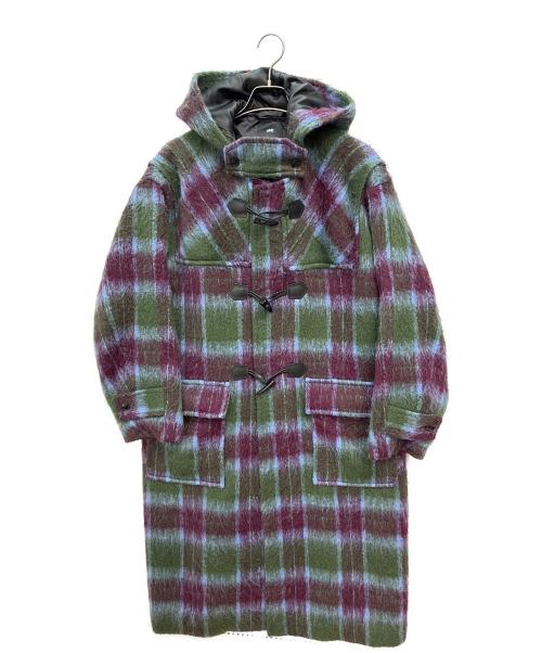 HARE（ハレ）HARE (ハレ) シャギーチェックダッフルコート スカイブルー×グリーン×パープル サイズ:FREEの古着・服飾アイテム