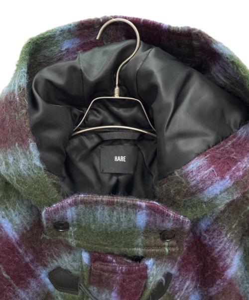 HARE（ハレ）HARE (ハレ) シャギーチェックダッフルコート スカイブルー×グリーン×パープル サイズ:FREEの古着・服飾アイテム