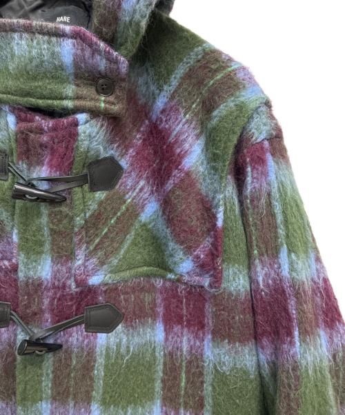 HARE（ハレ）HARE (ハレ) シャギーチェックダッフルコート スカイブルー×グリーン×パープル サイズ:FREEの古着・服飾アイテム