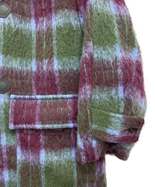 HARE（ハレ）HARE (ハレ) シャギーチェックダッフルコート スカイブルー×グリーン×パープル サイズ:FREEの古着・服飾アイテム