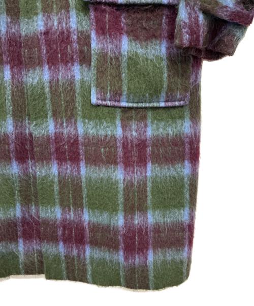 HARE（ハレ）HARE (ハレ) シャギーチェックダッフルコート スカイブルー×グリーン×パープル サイズ:FREEの古着・服飾アイテム