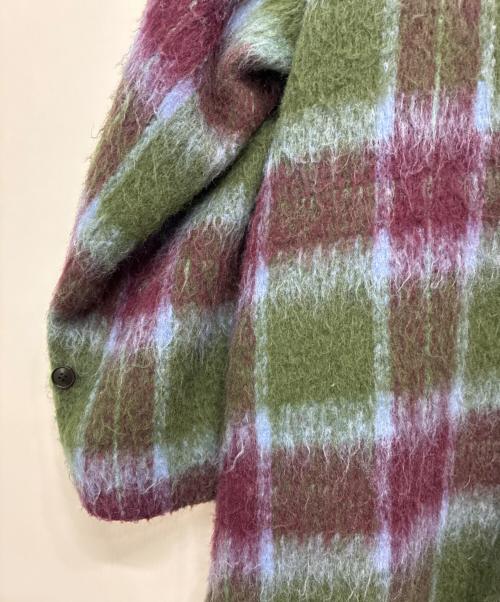 HARE（ハレ）HARE (ハレ) シャギーチェックダッフルコート スカイブルー×グリーン×パープル サイズ:FREEの古着・服飾アイテム