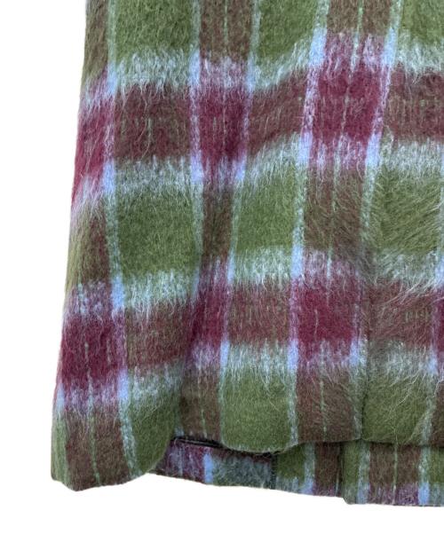 HARE（ハレ）HARE (ハレ) シャギーチェックダッフルコート スカイブルー×グリーン×パープル サイズ:FREEの古着・服飾アイテム