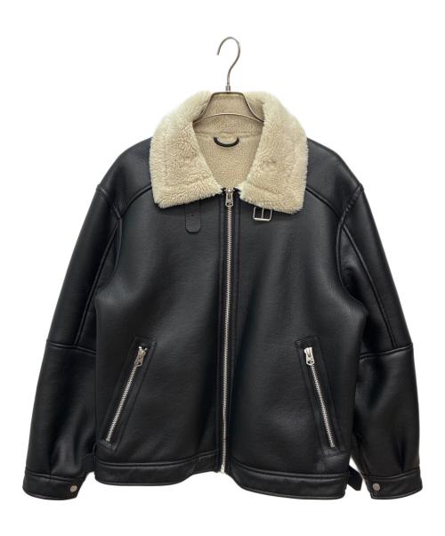 ZARA（ザラ）ZARA (ザラ) フェイクレザームートンジャケット ブラック サイズ:SIZE XLの古着・服飾アイテム