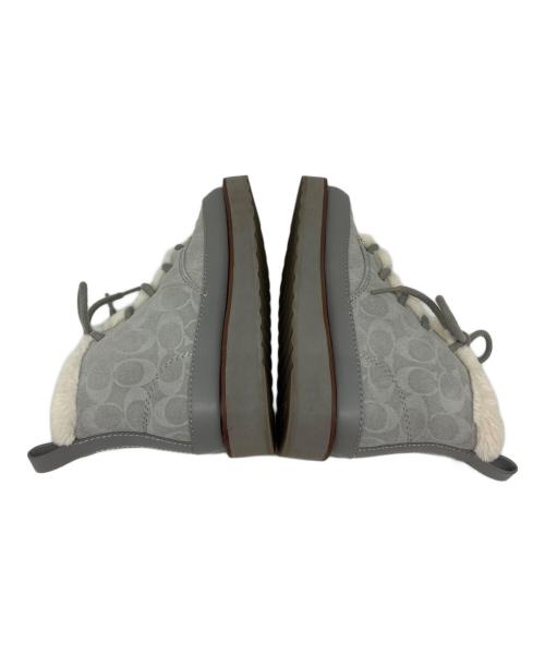 COACH（コーチ）COACH (コーチ) IMANI SUEDE BOOT シグネチャー ムートン レースアップブーツ グレー サイズ:EUR 35.5の古着・服飾アイテム