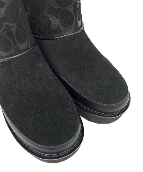 COACH（コーチ）COACH (コーチ) INDI SUEDE BOOTIE シグネチャー ムートンショートブーツ ブラック サイズ:EUR 35.5の古着・服飾アイテム