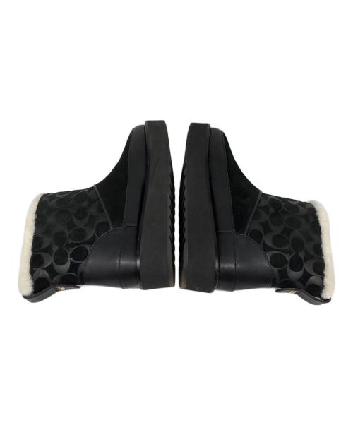 COACH（コーチ）COACH (コーチ) INDI SUEDE BOOTIE シグネチャー ムートンショートブーツ ブラック サイズ:EUR 35.5の古着・服飾アイテム