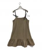 GANNIガニー）の古着「cotton Check Mini Dress」｜ベージュ×ブラック