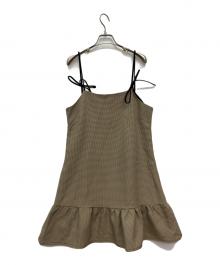 GANNI（ガニー）の古着「cotton Check Mini Dress」｜ベージュ×ブラック