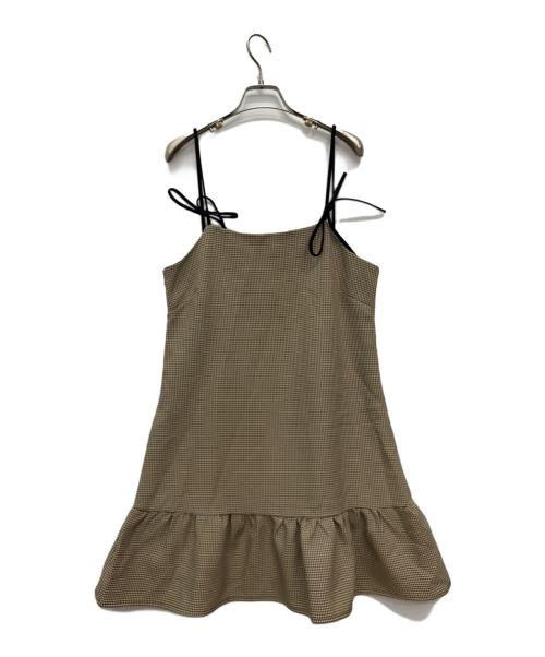 GANNI（ガニー）Ganni (ガニー) cotton Check Mini Dress ベージュ×ブラック サイズ:40の古着・服飾アイテム