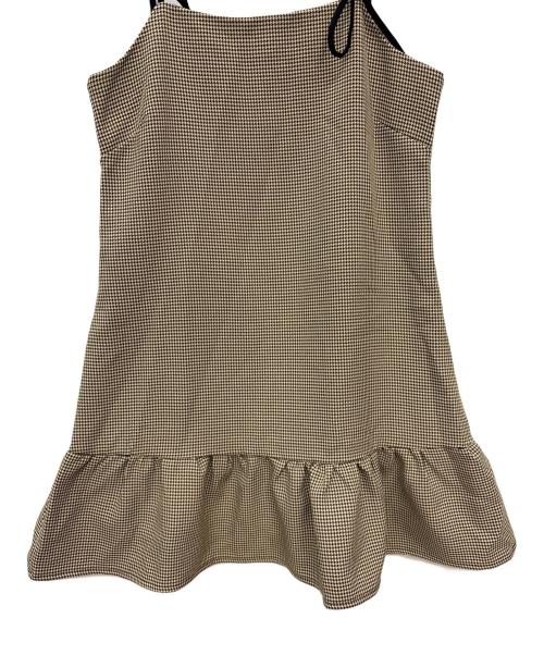 GANNI（ガニー）Ganni (ガニー) cotton Check Mini Dress ベージュ×ブラック サイズ:40の古着・服飾アイテム