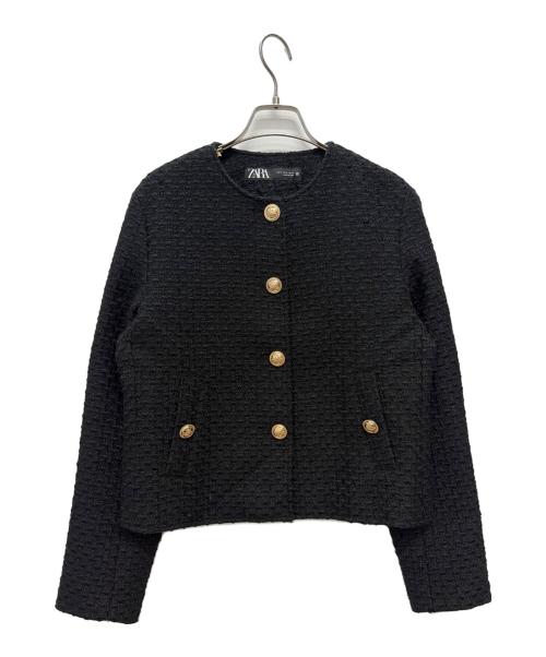 ZARA（ザラ）ZARA (ザラ) テクスチャーツイードジャケット ブラック サイズ:Sの古着・服飾アイテム