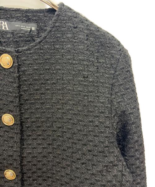 ZARA（ザラ）ZARA (ザラ) テクスチャーツイードジャケット ブラック サイズ:Sの古着・服飾アイテム