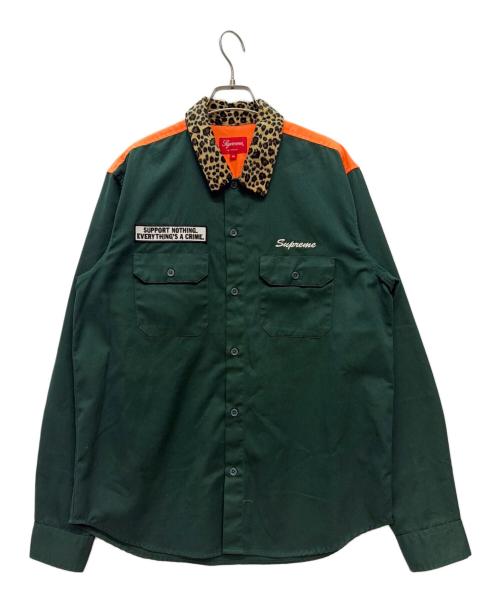 SUPREME（シュプリーム）Supreme (シュプリーム) 16AW leopard collar work shirt グリーン サイズ:Mの古着・服飾アイテム