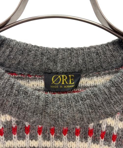 Ore（オー）ORE (オー) ノルウェー製 バーズアイニット ホワイト×グレー サイズ:不明の古着・服飾アイテム